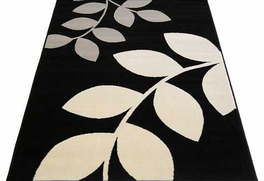 Unbranded Maestro Leaf Print Rug 80x150cm - Black
