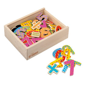 100 magnetic numbers and arithmetical signs. Supplied with a handy storage tub.