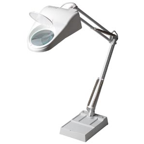 tungsten desk lamp in white finish with clamp and base