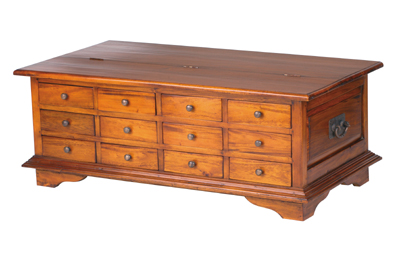 MAHOGANY COFFEE TABLE 12 DRAWER