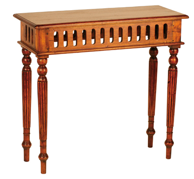 HAND CRAFTED DETAIL SOLID MAHOGANY CONSOLE TABLE WITH PILLARED APRON