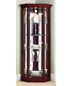 Mahogany Corner Full Length Display Cabinet with Pelmet