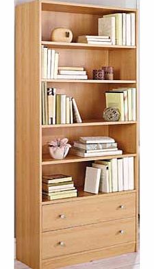 This Maine bookcase gives you a range of practical storage solutions. With extra deep shelves and bottom drawers. make the most out of your available space with this attractive beech effect piece. Part of the Maine collection Size H180. W78. D29cm. 1
