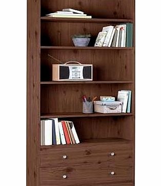 Unbranded Maine 2 Drawer Extra Deep Bookcase - Walnut Effect