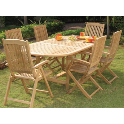 Unbranded Maine Extendable Oval Teak Table and 6 Chairs