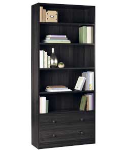 Unbranded Maine Extra Deep Black Bookcase with Drawers