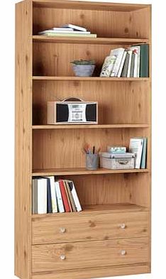 Unbranded Maine Extra Deep Bookcase with 2 Drawers - Pine