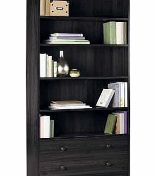 Unbranded Maine Extra Deep Bookcase with Drawers - Black Ash
