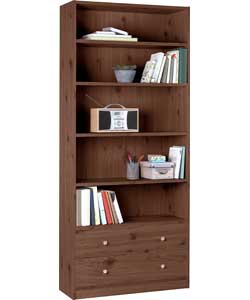 Unbranded Maine Extra Deep Bookcase with Drawers - Walnut