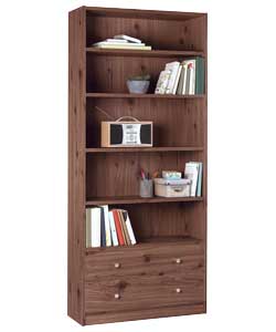 Unbranded Maine Extra Deep Walnut Finish Bookcase with Drawers