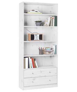 Unbranded Maine Extra Deep White Bookcase with Drawers