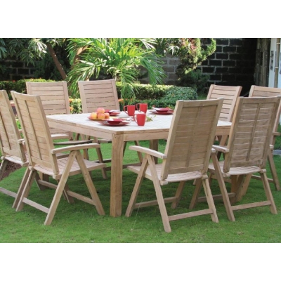 Unbranded Maine Square Teak Table and 8 Chairs
