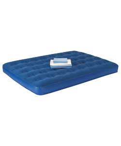 Heavy duty PVC air bed with soft flocked sleeping surface and sturdy coil beam construction. Size (W