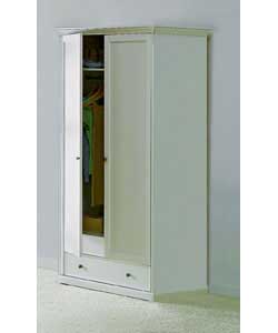Size (H)203.5, (W)108.6, (D)63.1cm.Chipboard with white painted finish.1 hanging rail and 1 adjustab
