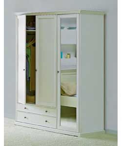 Size (H)203.5, (W)157.6, (D)63.1cm.Chipboard with white painted finish.1 hanging rail and 5 adjustab