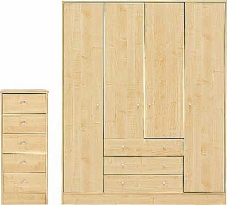 This popular and affordable range offers brilliant value. with plenty of storage. This package includes a four door. three drawer wardrobe and a five drawer chest. perfect for storing away all of your essentials. Part of the Malibu collection. Chest 