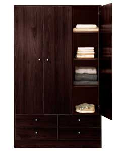 Unbranded Malibu 3 Door 4 Drawer Wardrobe - Wenge