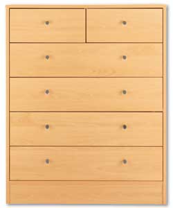 Beech effect with silver coloured metal handles.Size (H)91.5, (W)74.7 (D)39.6cm. Packed flat for