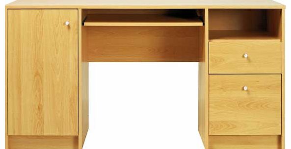 Versatile. simple and stylish. the Malibu range is a great choice for your home office. This double pedestal desk in beech effect features a handy filing drawer and cupboard for your office storage needs. Part of the Malibu collection Wood effect des