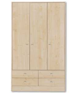 Malibu Maple 3 Door 4 Drawer Wardrobe