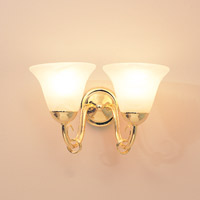 Manor Double Wall Light Brass Finish