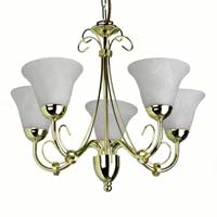 Manor Five Light Pendant Brass Finish