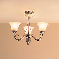 Manor Three Light Semi Flush Antique Brass Effect