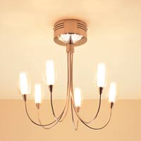 Mantis Six Light Halogen Semi Flush Satin Chrome Finish