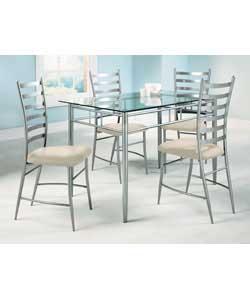 Mardi Metal/Glass Dining Set
