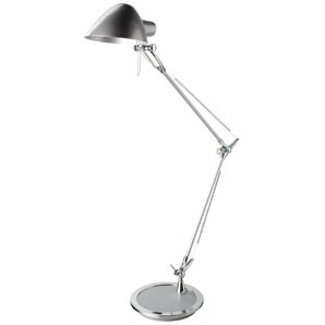 A modern jointed desk lamp in a metal and steel finish