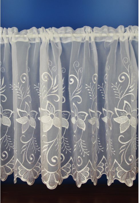 Unbranded Margaret White Embroidered Voile Cafe net Curtains