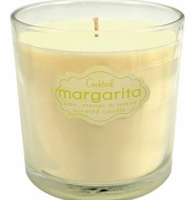 Margarita Cocktail Candle The Margarita Candle is gorgeously scented with lime, orange and lemon. It is made from 100% vegetable wax with a 100% cotton wick. Presented in a glass, the candle measures approximately 9 cm tall x 8 cm in diameter. Burnin