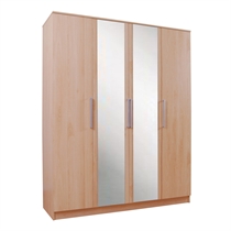 Unbranded Marseilles 4 Door Wardrobe, Beech Effect