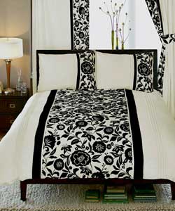 Unbranded Matilda Flock Duvet Set Black King Size Bed