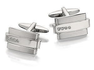 Unbranded Matt And Polished Finish Crystal Set Cufflinks -