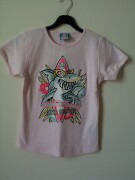 Pale pink short sleeved t-shirt with shark design