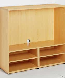 Particle board with Beech effect paper.3 internal shelves.Overall size (W)120, (D)40, (H)109cm.Maxim
