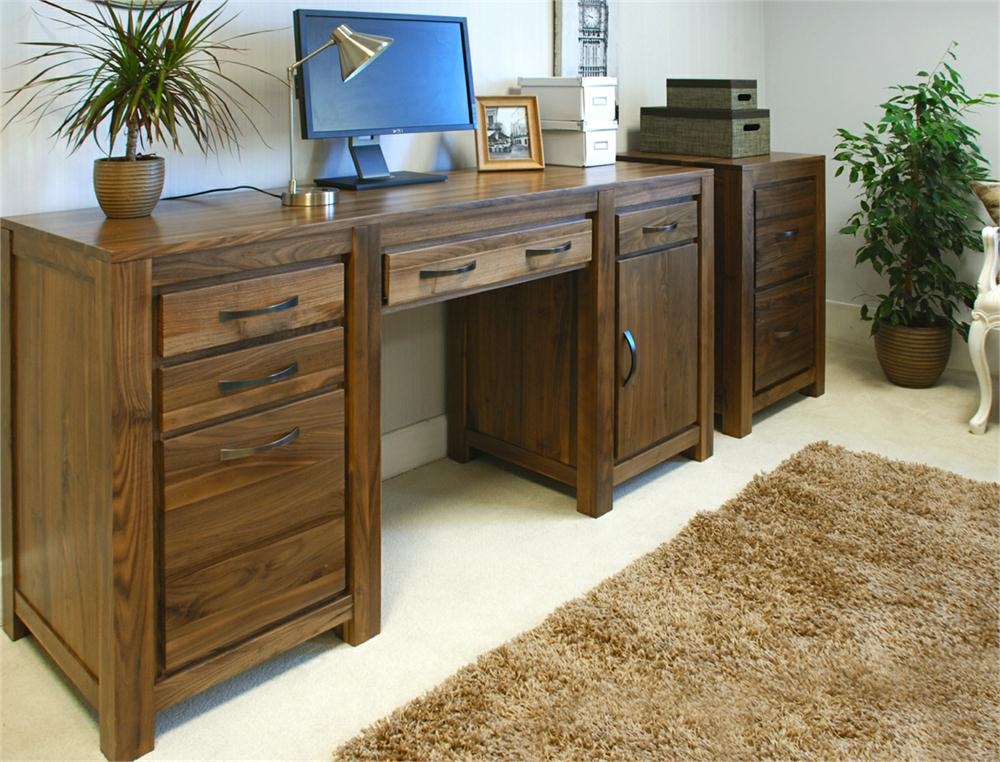 Unbranded Mayan Walnut Twin Pedestal Computer Desk