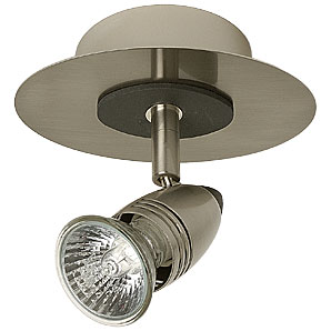 Compact single spotlight on a stainless steel plate with a granite insert