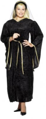 This Black Velvet look dress is ideal for any medieval fancy dress event Will Fit Dress Size 14-16