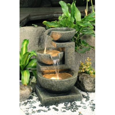 Unbranded Medium Granite Three Bowl Water Feature