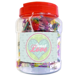 Unbranded Medium Sweet Love Retro Sweets Jar -Pastel Label