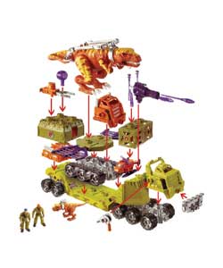Wrestle the mighty T-Rex with this huge Mega Rigs truck.Truck can break down into several mini
