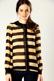 Unbranded Megan Peter Pan Collar Chiffon and Lace Blouse