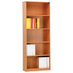 Melamine Faced 5 Shelf Bookcase-Sapele