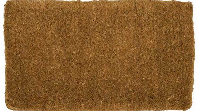 A 100% natural coir fibre doormat. handmade in the traditional way in India. deep pile. suitable for indoor use or outdoors in sheltered locations. Hand made. 100% coir. Do not wash. Size L60. W35cm.
