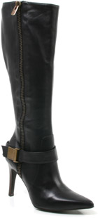 Leather high leg boot with buckled ankle strap and zipped outer side detail. The Melina boot has a p