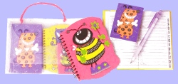 Contains cheerful animal themed Address book, Note