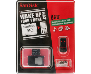 Unbranded Memory Stick Micro M2 Memory Card With USB Reader/Writer - 8GB - Sandisk