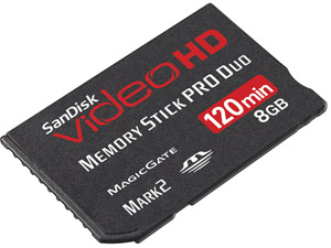 Unbranded Memory Stick Pro Duo - 8GB - Sandisk Video HD - 120 Min
